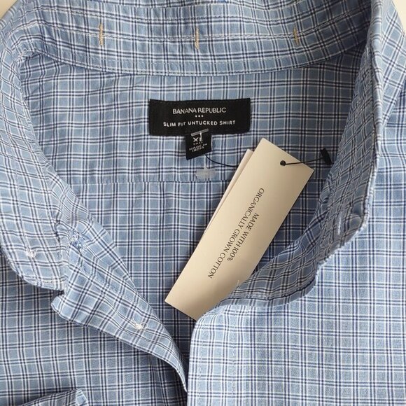 🆕 Banana Republic Slim Fit UnTucked Long Sleeve Men's Shirt  Size XL Tall - Picture 4 of 10